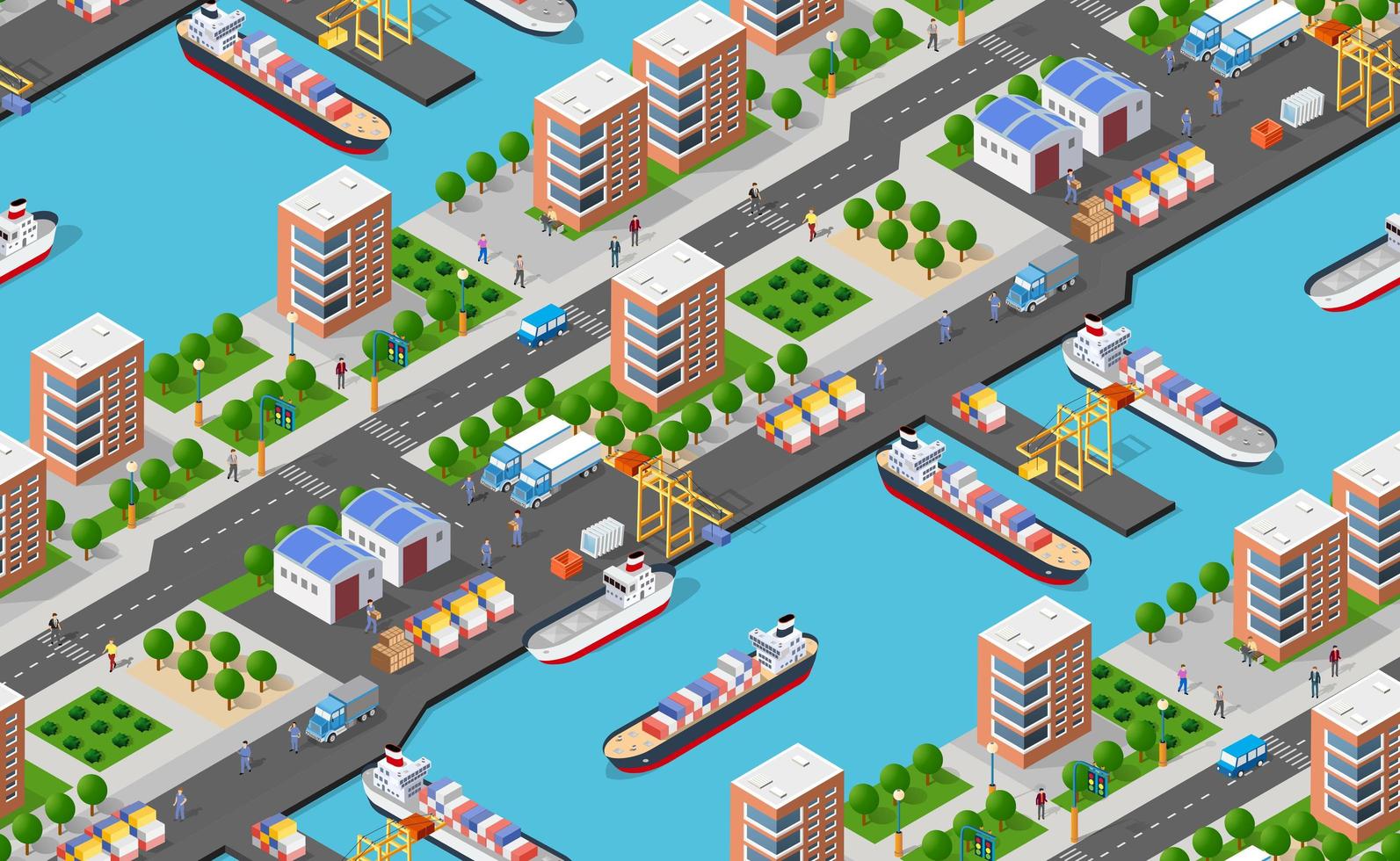 Seamless industrial city vector