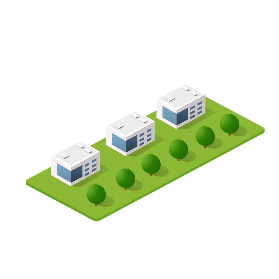 Isometric 3D module block district vector