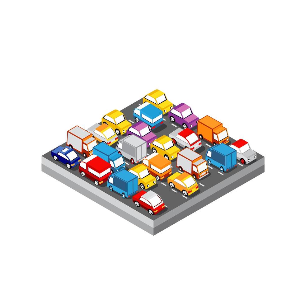 Isometric 3d automobile module block district part of the city with illustration vector