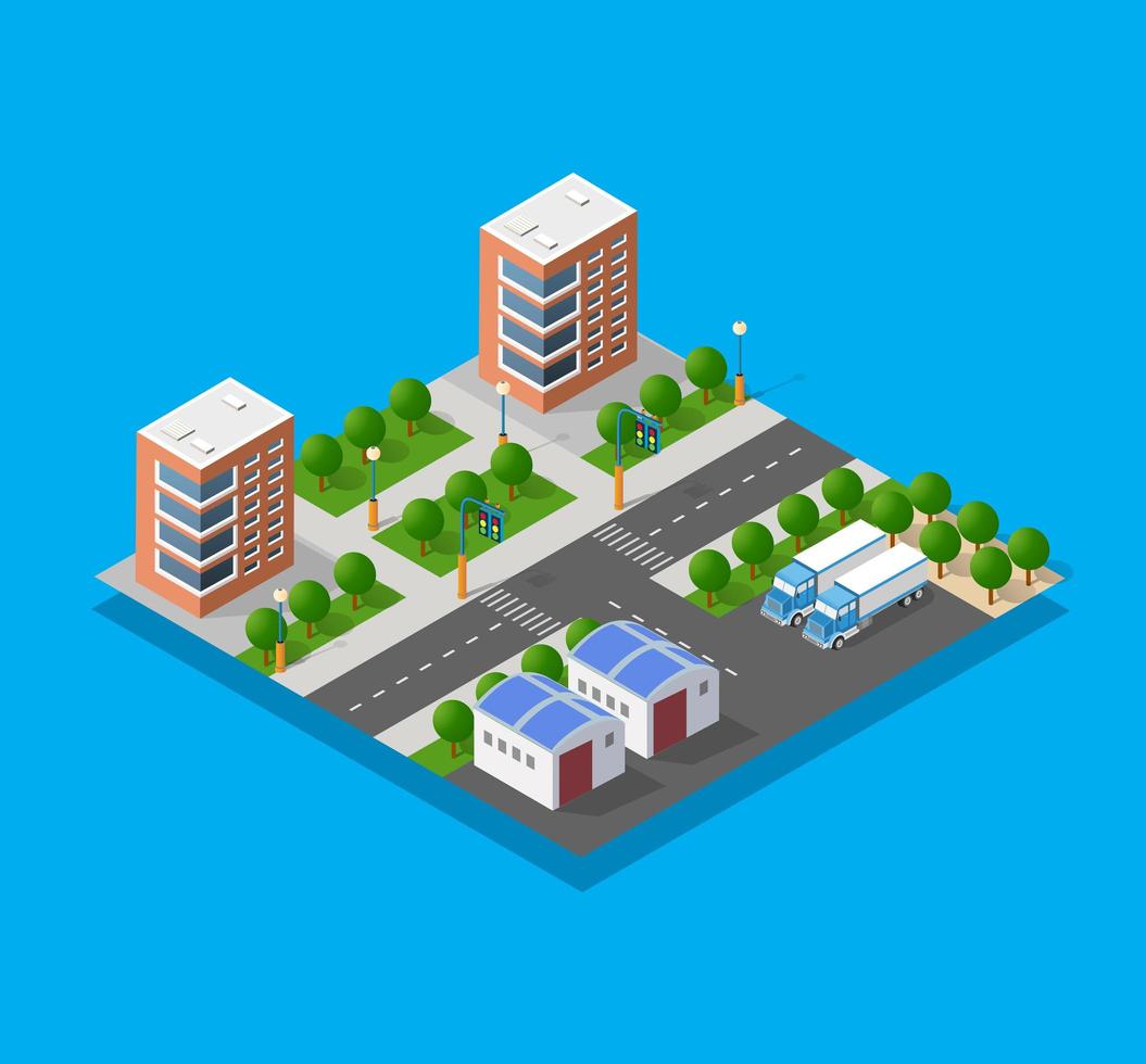 Architecture vector illustration city for business background with isometric skyscraper