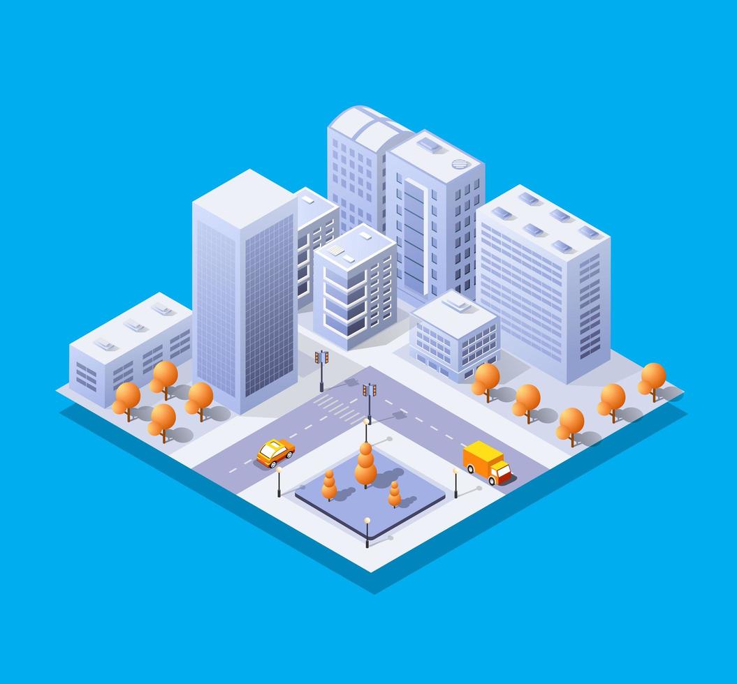 ciudad de ilustración de vector de arquitectura para fondo de negocios con isométrica