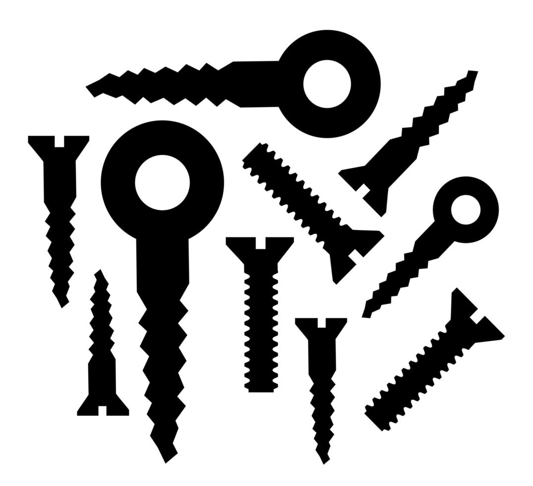 Bolts screws single silhouette construction tool icon for design vector