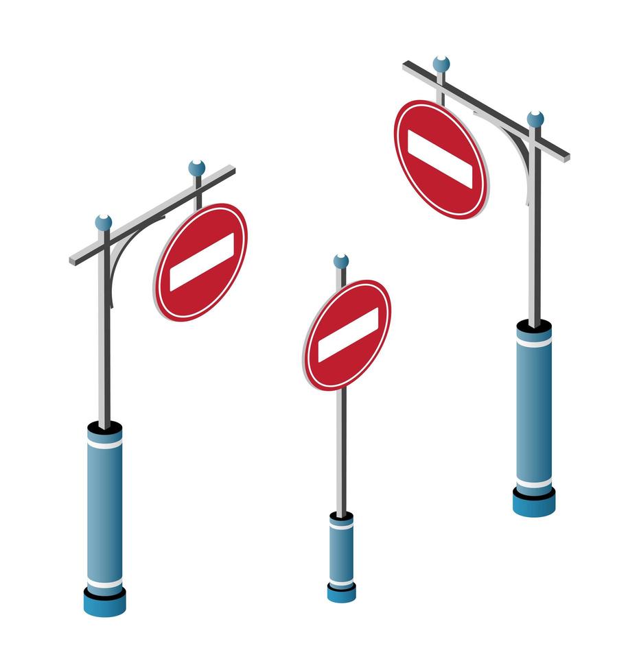 Set of isometric city road signs vector