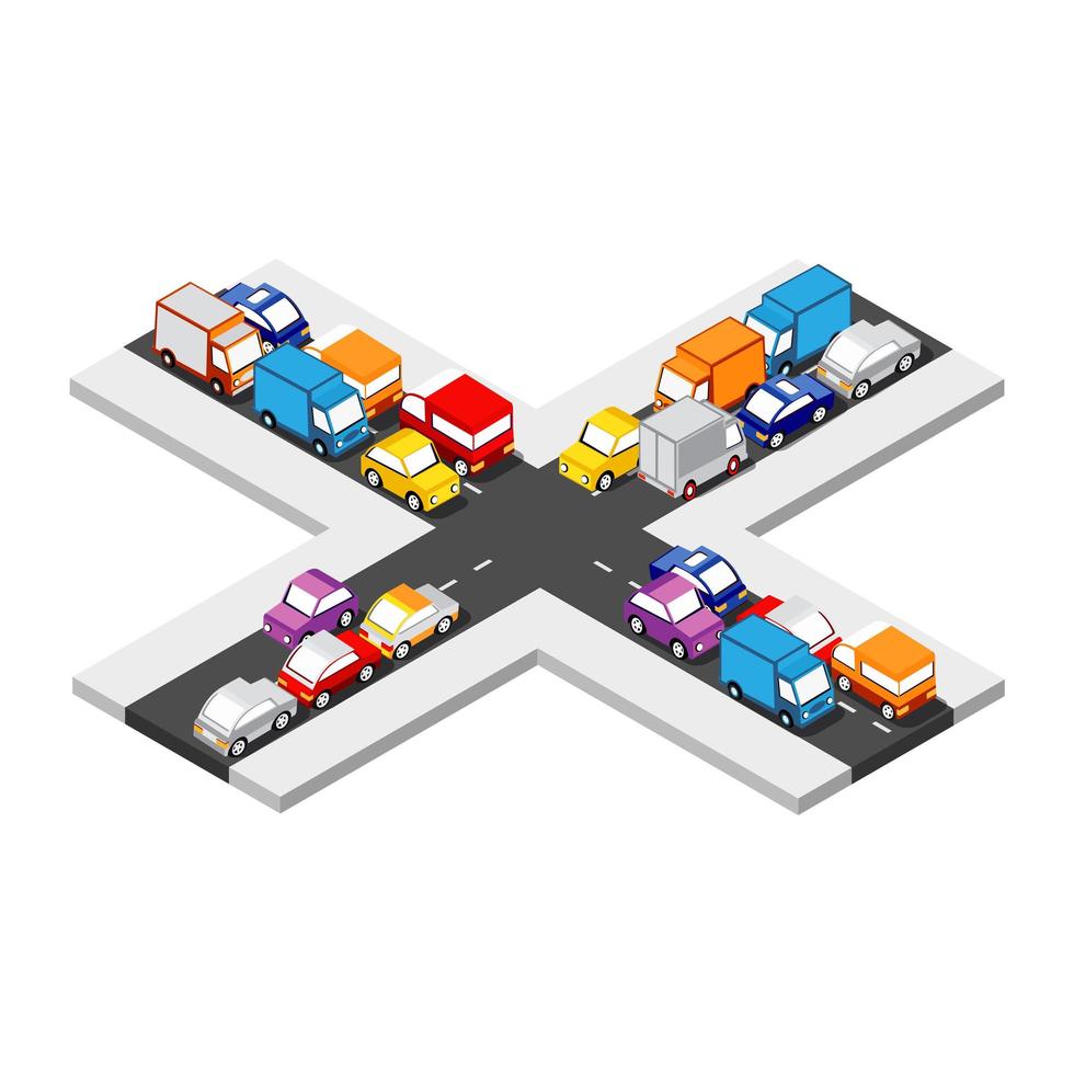 Isometric Crossroads intersection vector