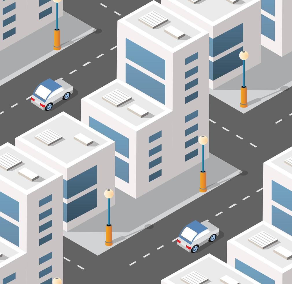 Urban isometric area of 3D illustration city vector