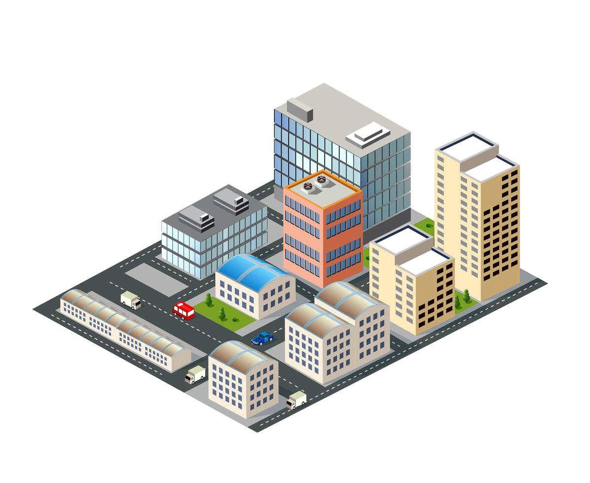 Cityscape design elements with isometric building city vector