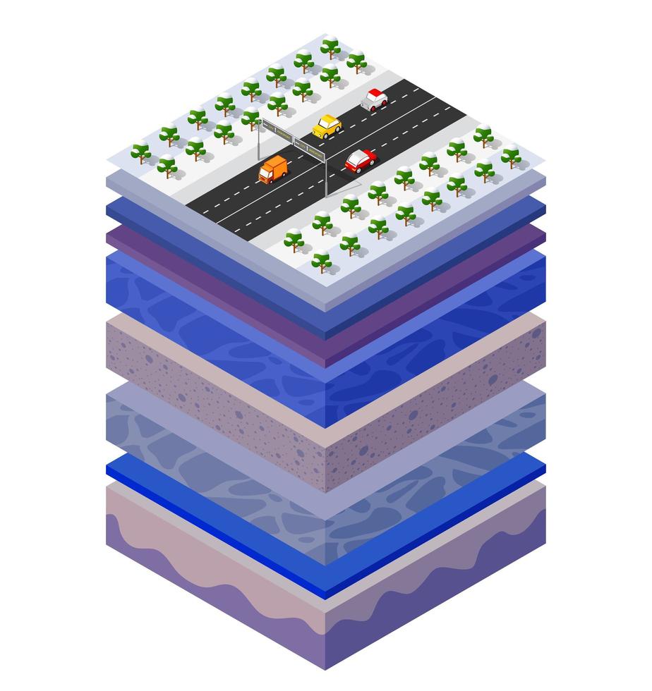 Soil Layers cross section geological and underground soil layers vector
