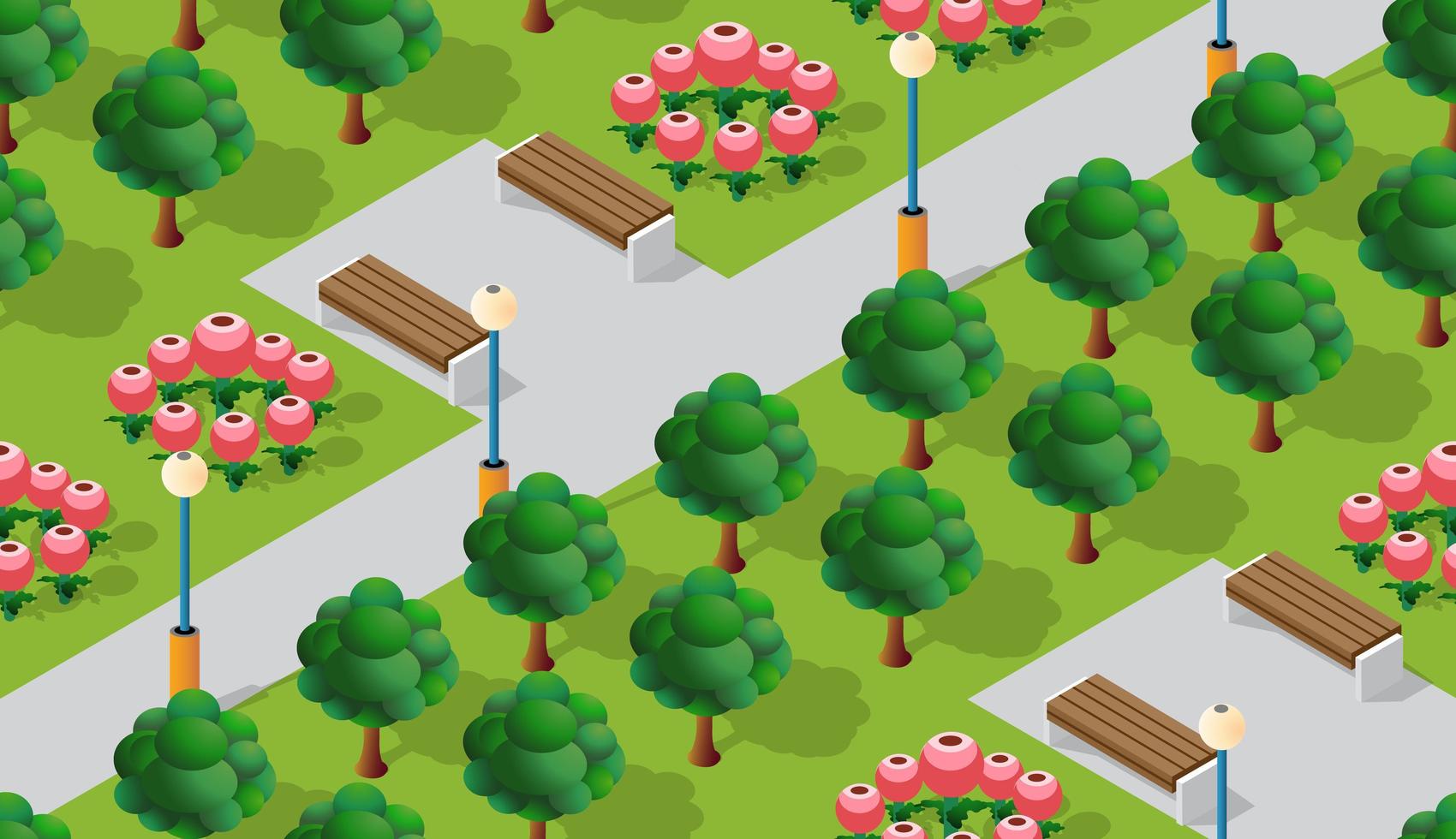 Park city with trees lawns vector