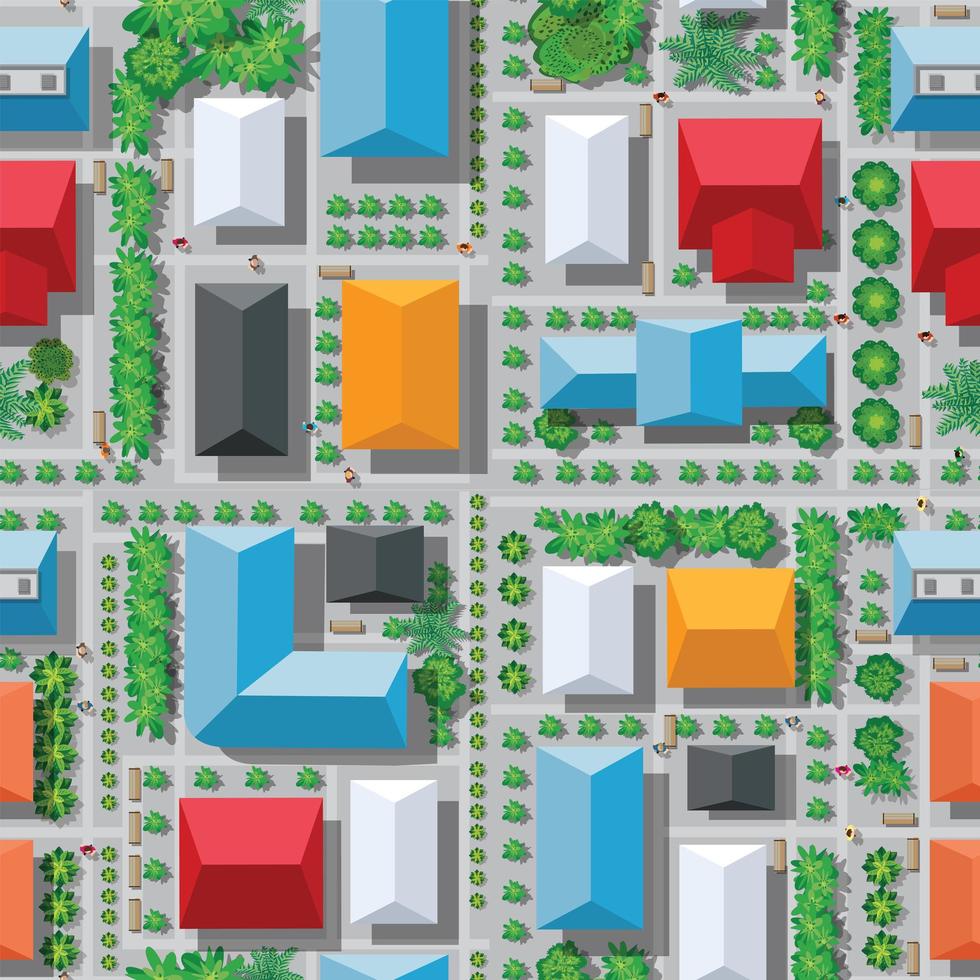Seamless city map pattern. Top view of vector