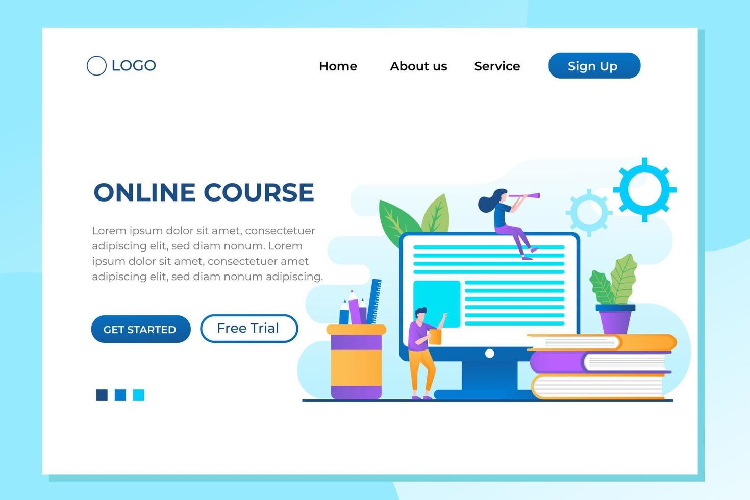 Online education concept with text place. Can use for web banner, infographics, hero images. Flat vector illustration isolated on white background