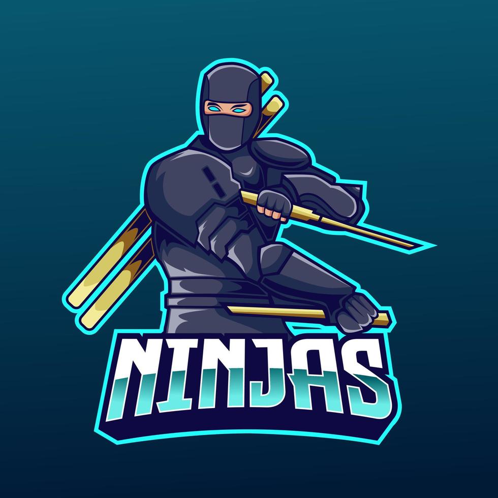 ninja mascot with the katana sword vector