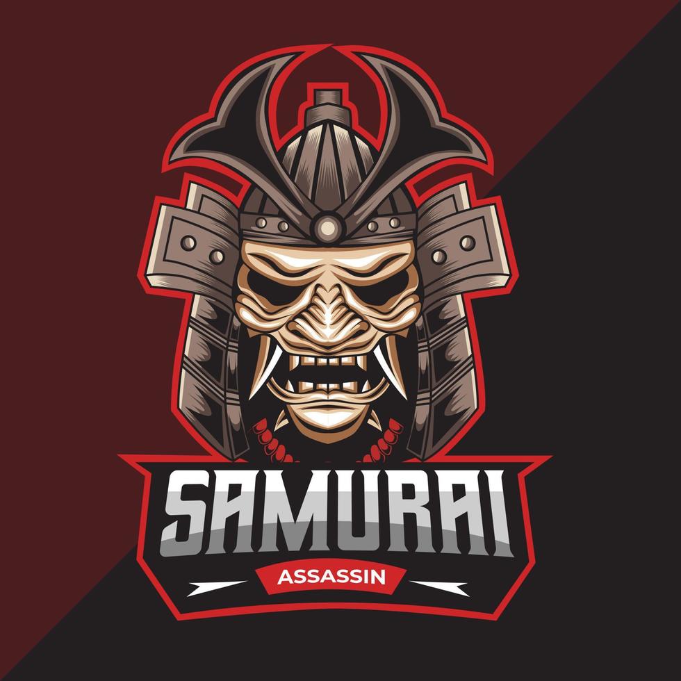 logotipo de esport de la mascota del guerrero samurai vector