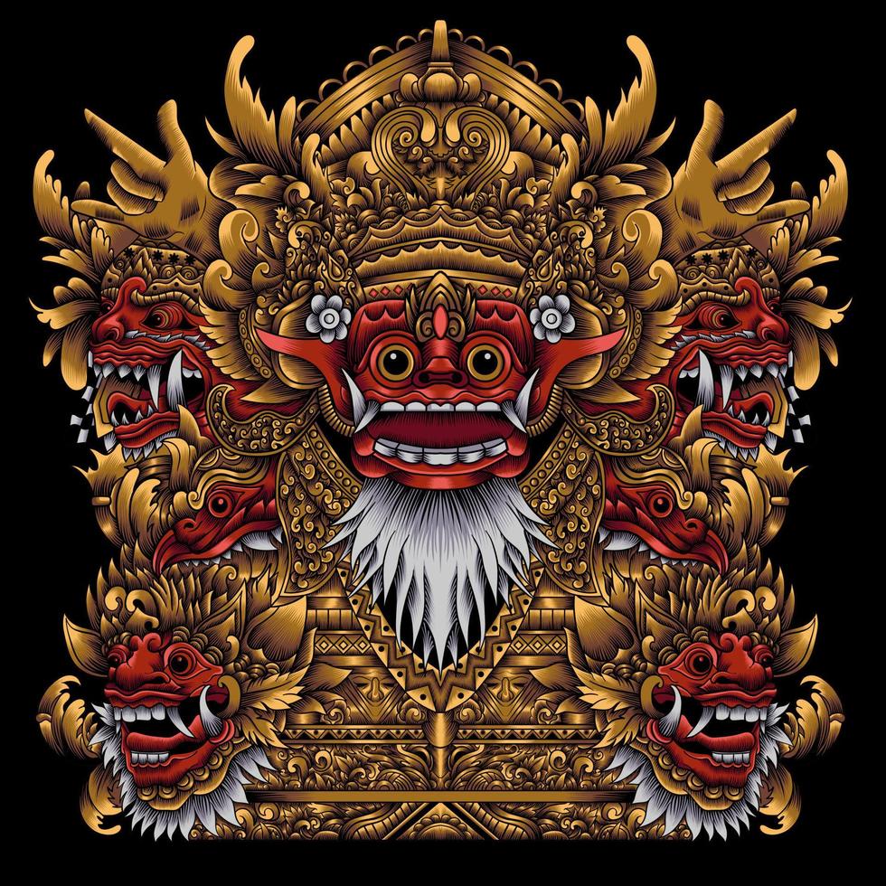 temple of barong illustration vector