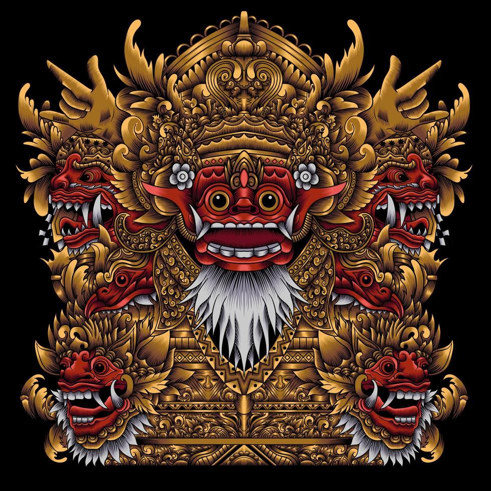 temple of barong illustration vector