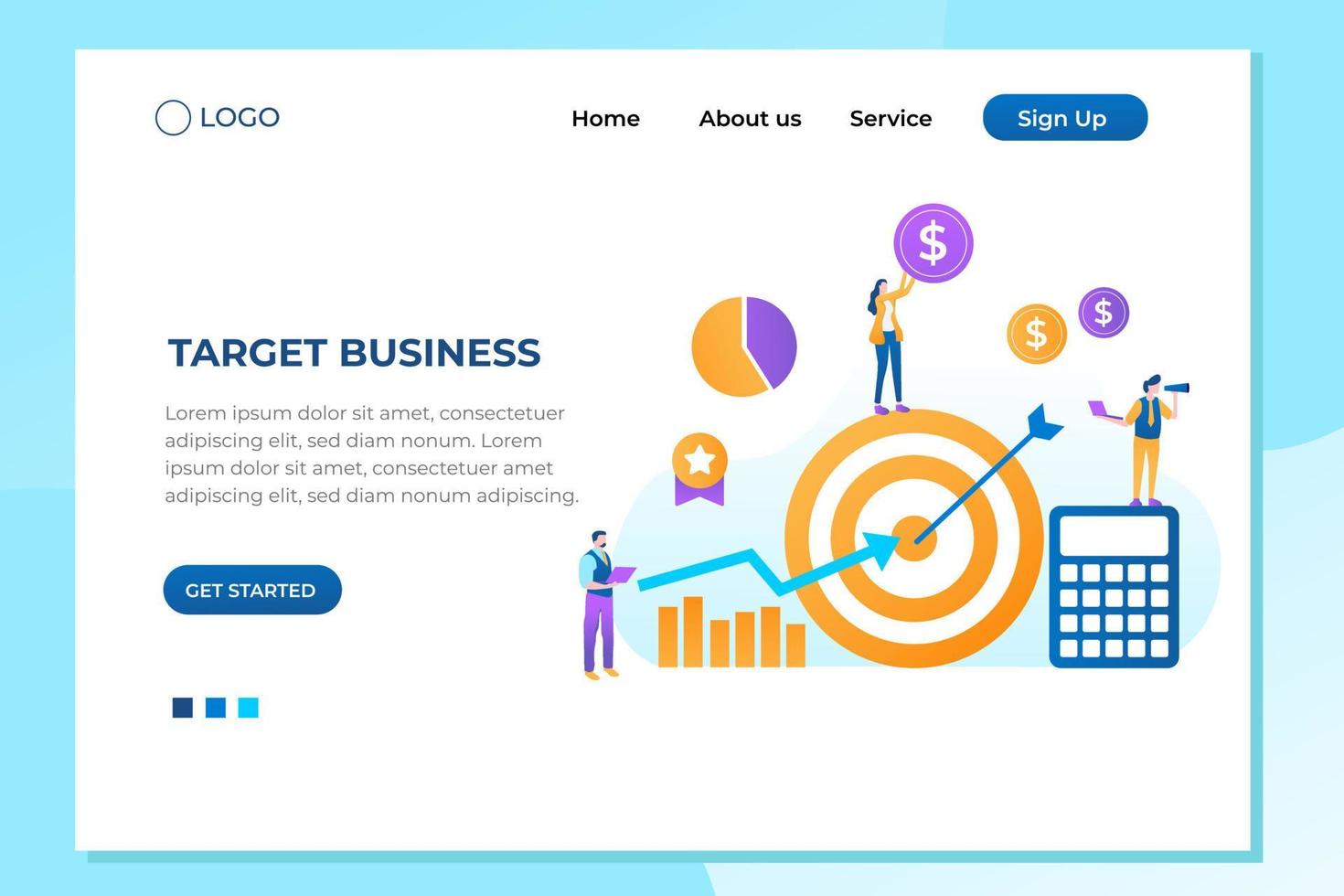 Flat design concept teamwork to build organizational success By setting the right marketing target. Vector illustrations for website and mobile apps