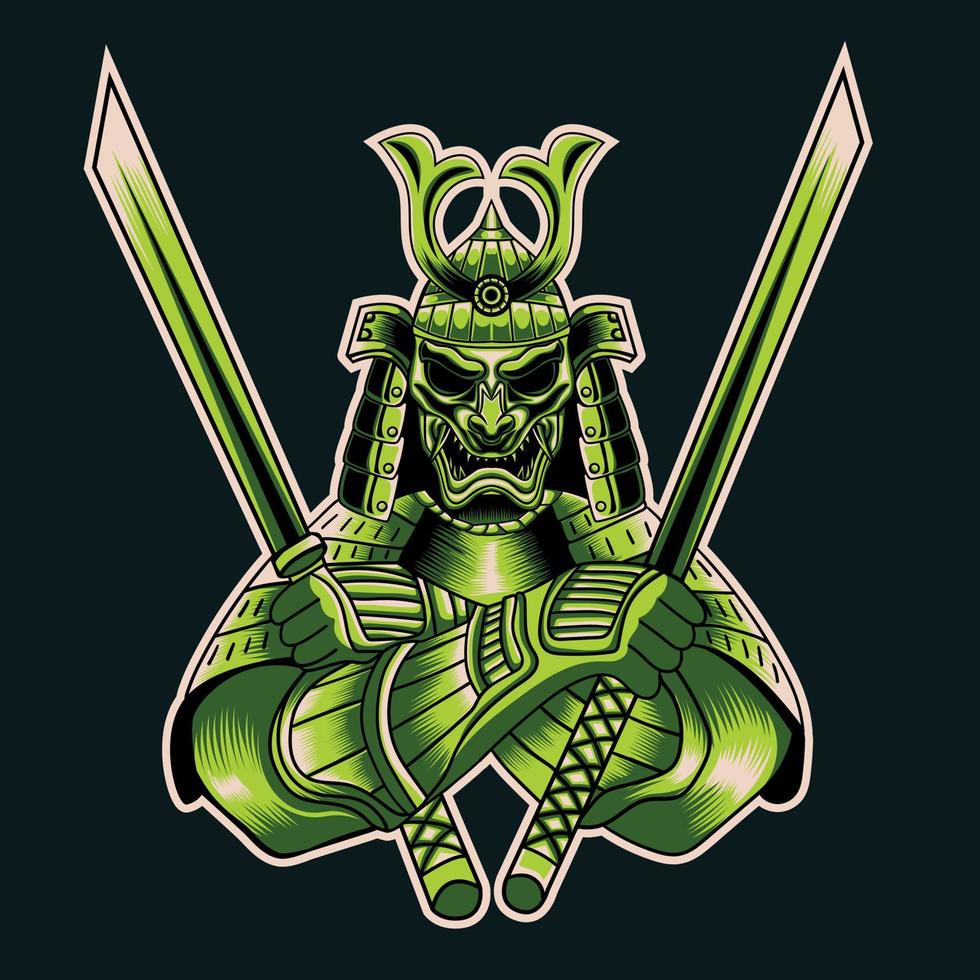 mascota samurái ronin vector