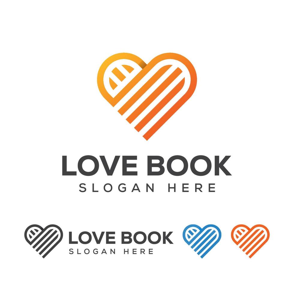 logotipo del libro de amor para el símbolo de la educación. icono de la biblioteca. logotipo de la librería vector