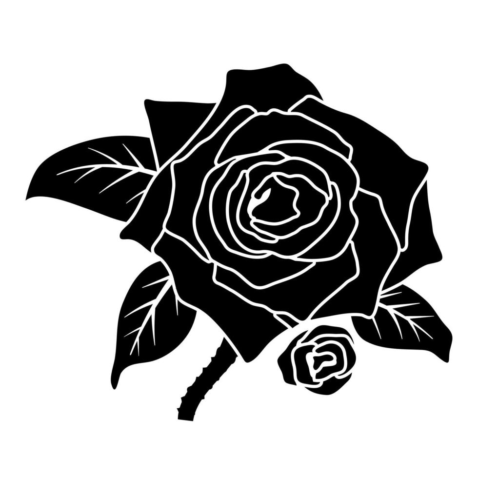 silhouette black rose flower decoration frame vector