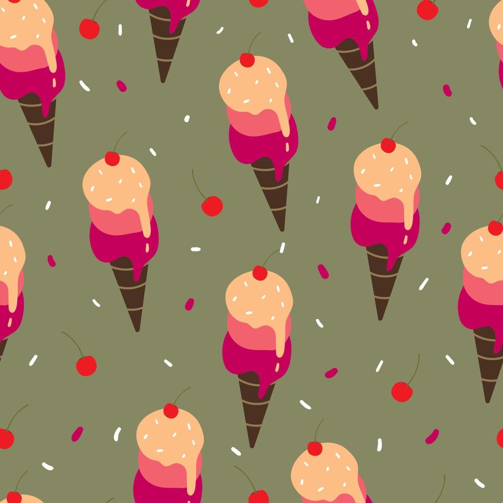 seamless pattern hand drawing cartoon ice cream. food background for fabric print, textile, gift wrap paper vector
