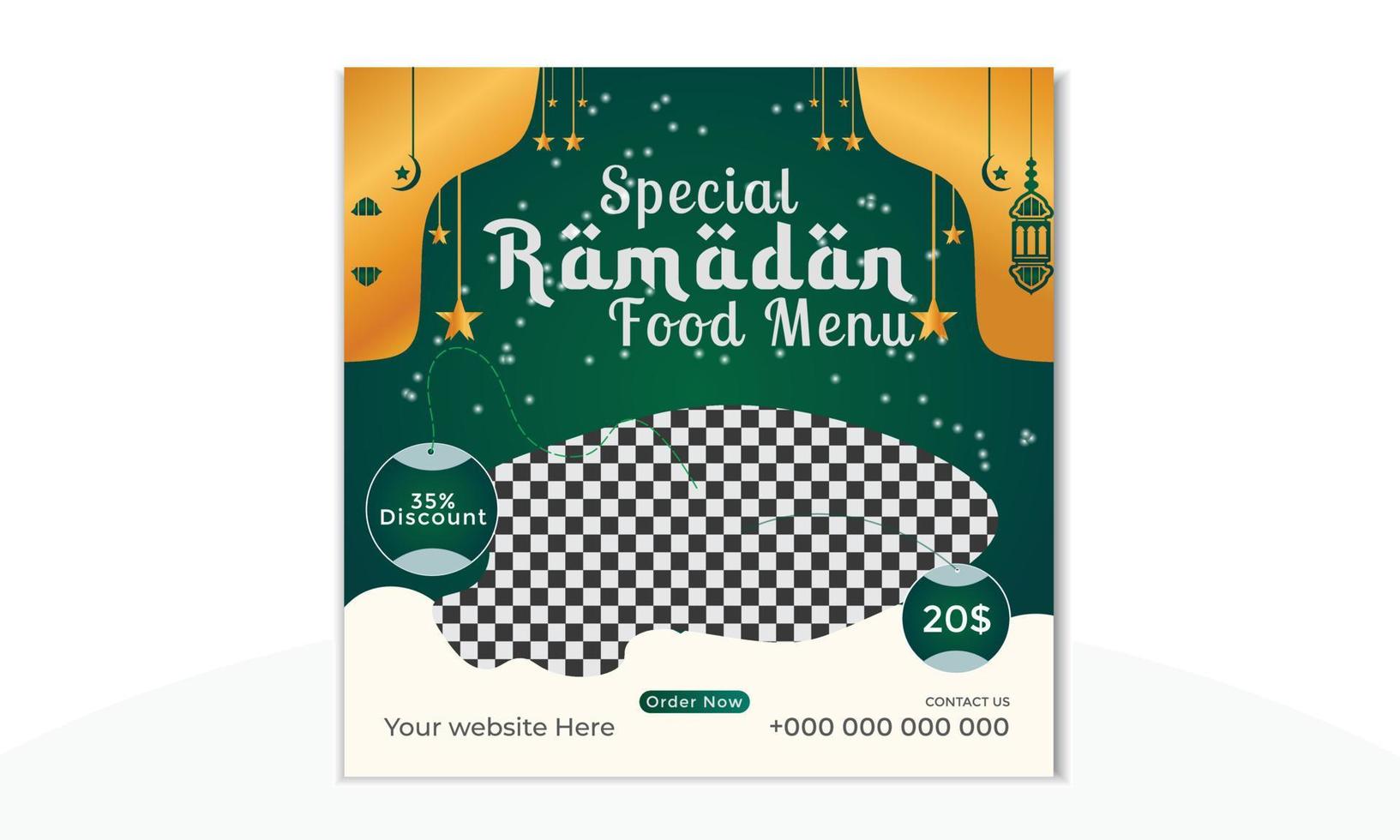Ramadan Food Menu Social Media Vector Template Design