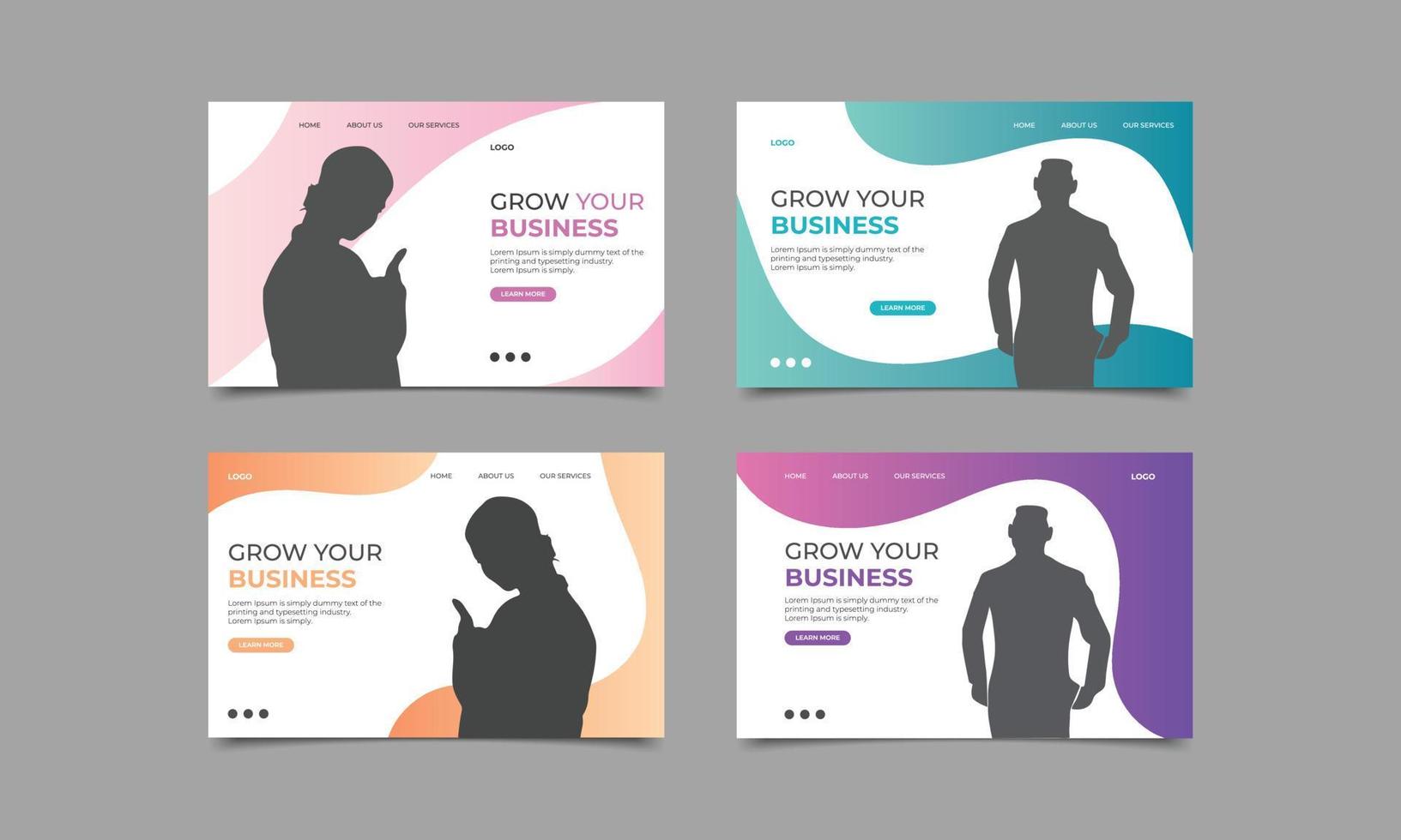 Grow your business landing page and social media banner design template..eps vector