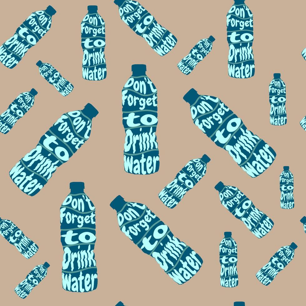 no te olvides de beber agua botella de patrones sin fisuras vector