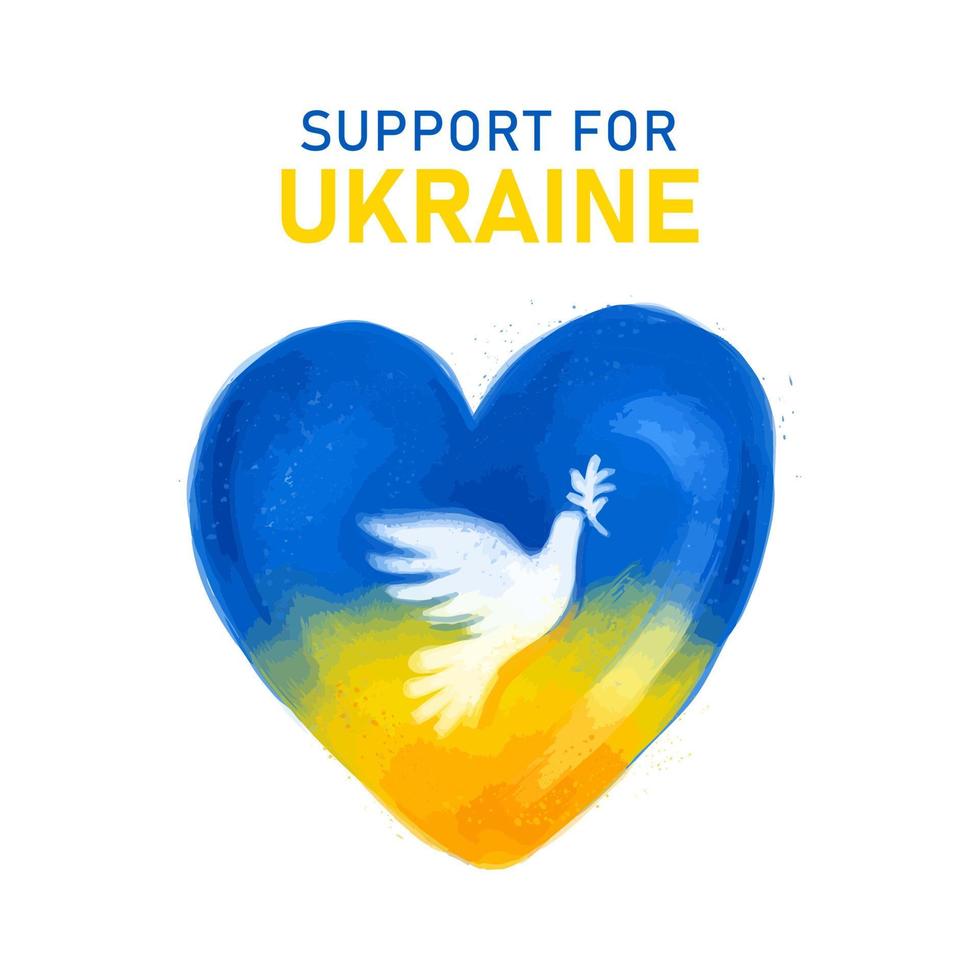 Heart sign of Ukrainian flag Concept art of Ukrainian flag. Support Ukraine watercolor vector Illustration. Save from Russia