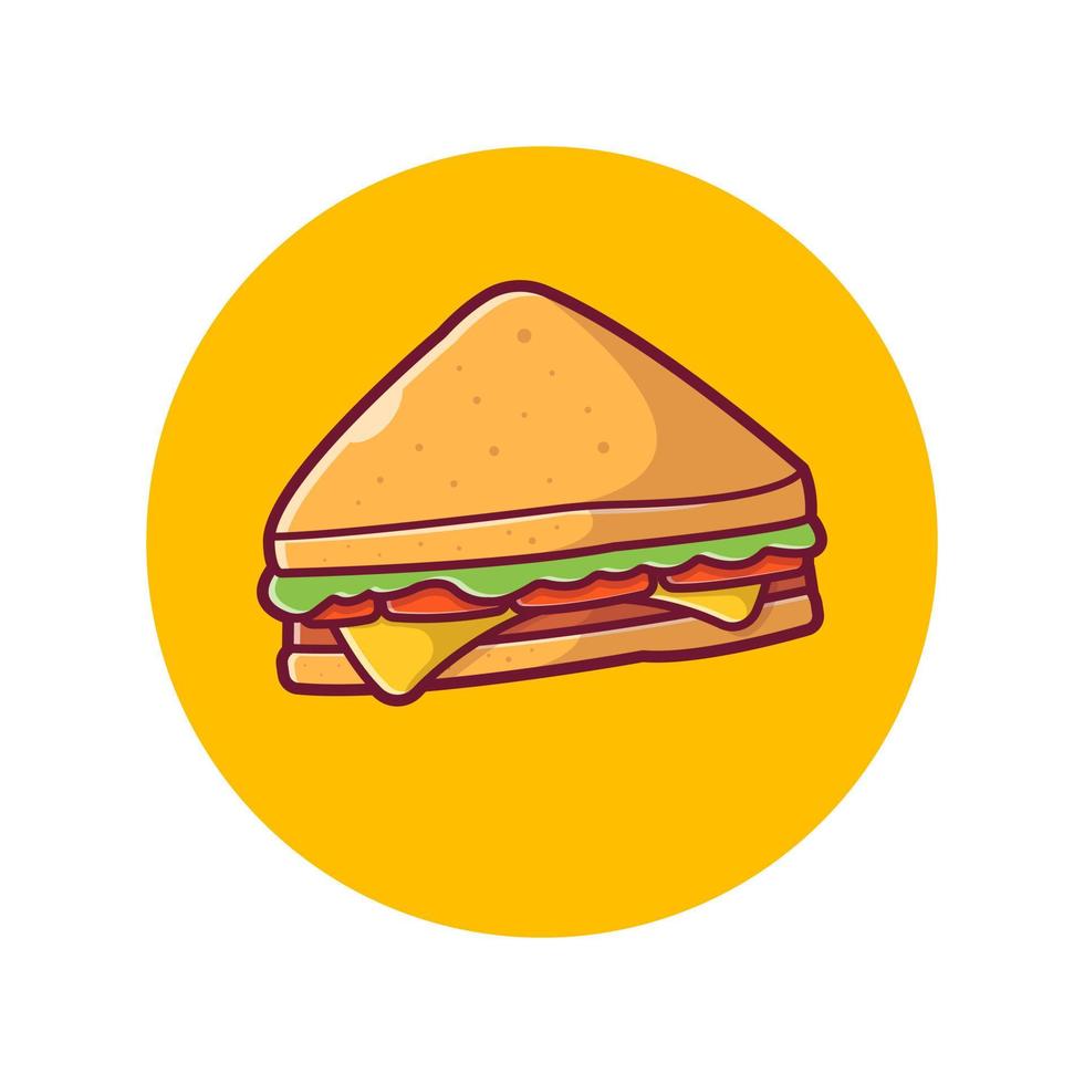 ilustración de icono de vector de dibujos animados de sándwich. concepto de icono de objeto de comida vector premium aislado. estilo de dibujos animados plana