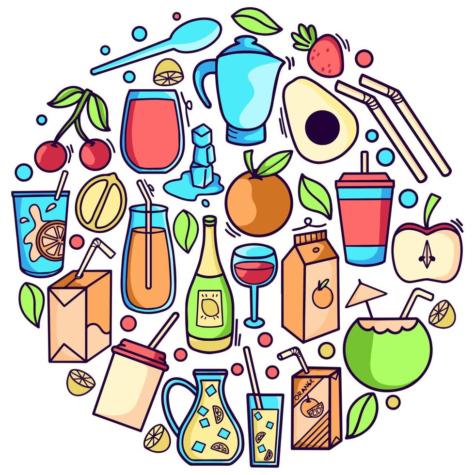 Fruit Juice Doodle Pack 6507368 Vector Art at Vecteezy