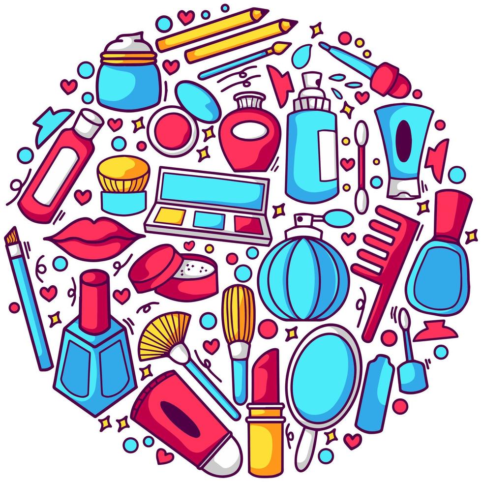 Make Up Tool Doodle Pack vector