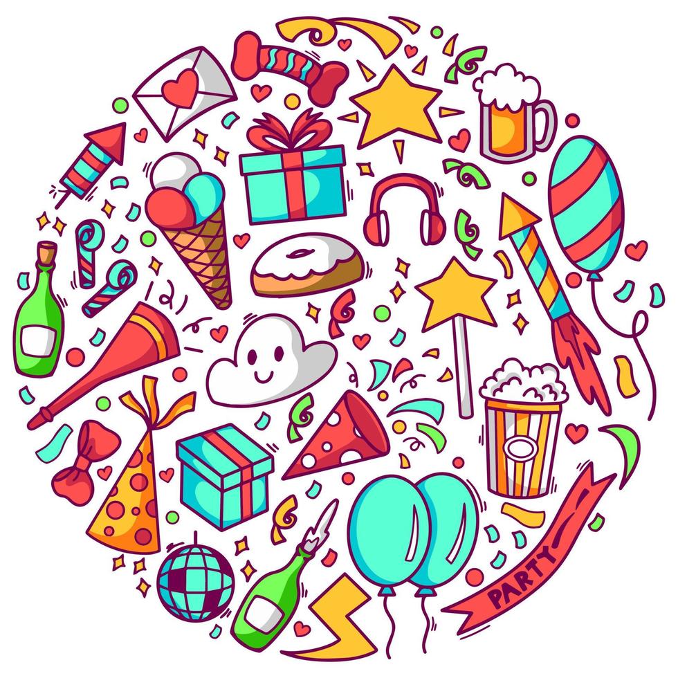 Party Day Element Doodle Pack vector