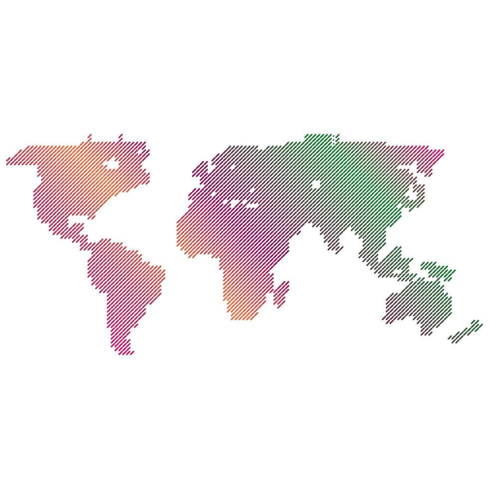 mapa del mundo en estilo punteado. estilo de medios tonos. vector