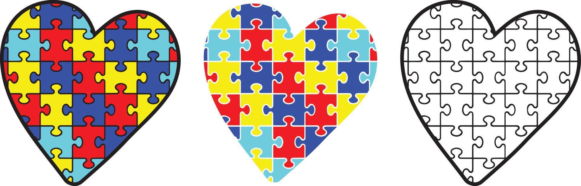 archivo de vector de corazón de rompecabezas de autismo