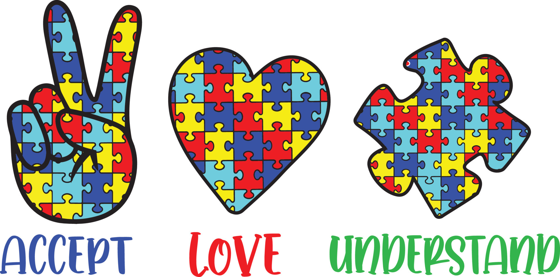 Accept Love Understand Autism 6507488 Vector Art at Vecteezy