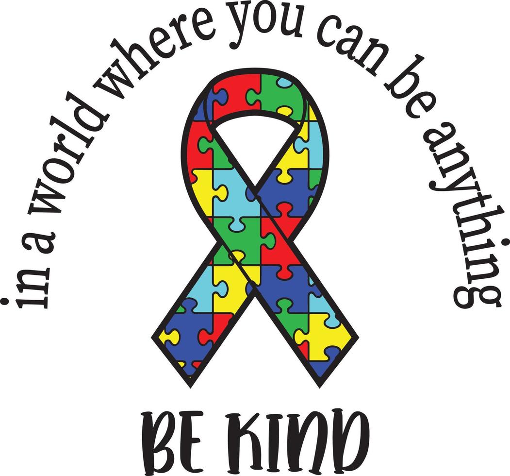 Be Kind Ribbon Puzzle Autism vector