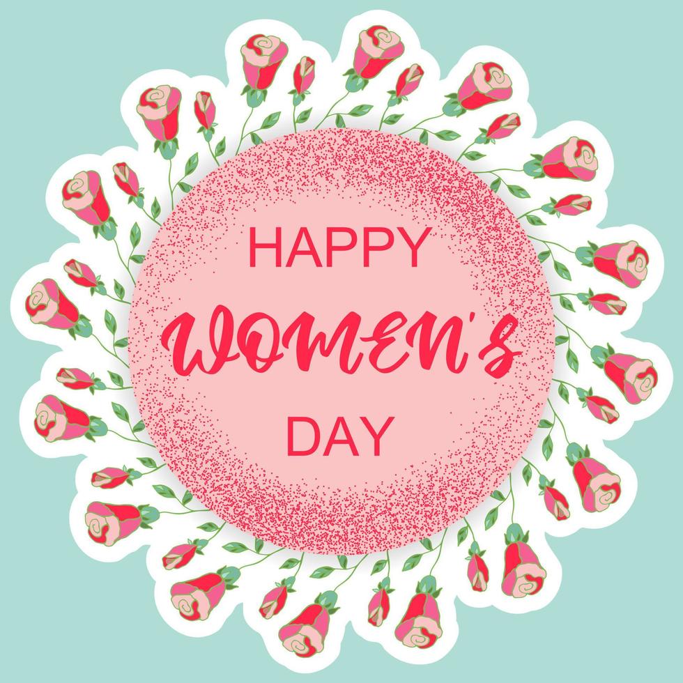 Happy Womens day. 8 march greeting card template. Vector floral ...