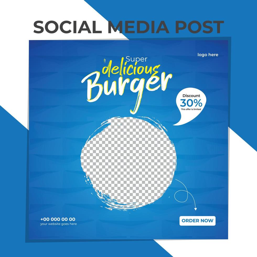 súper deliciosa publicación en las redes sociales vector