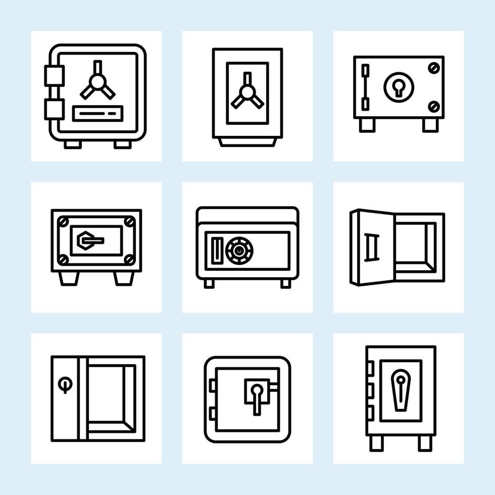 safe icons set vector