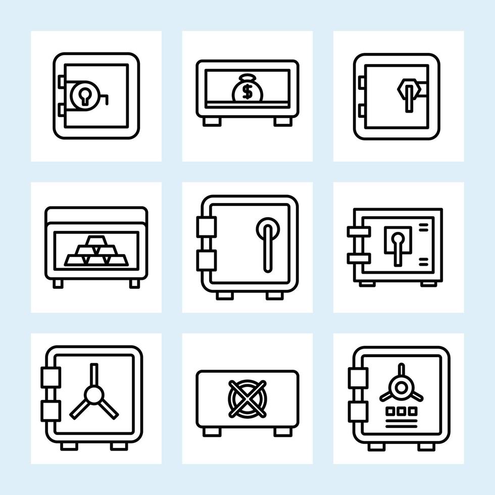 gold and safe icons set vector