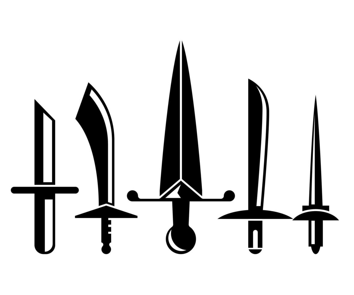 knight sword icons set vector