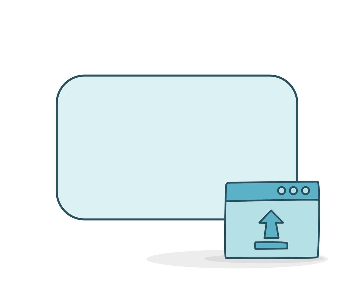 blank note board and web upload icon vector illustration