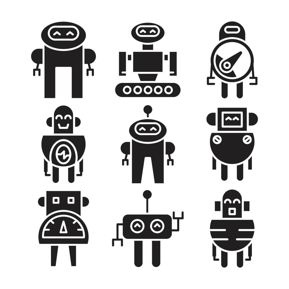 conjunto de iconos de personajes de robot vector