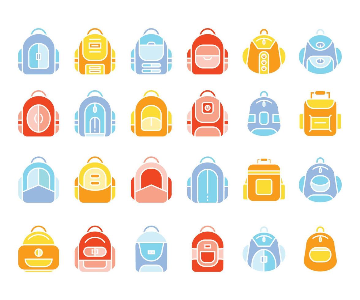 backpack icons set vector