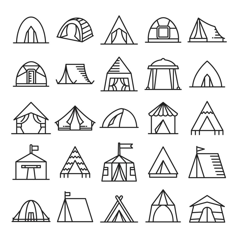 iconos de carpa y dosel vector