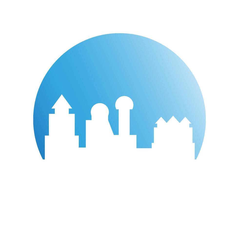 building city skyline on blue background illustration vector