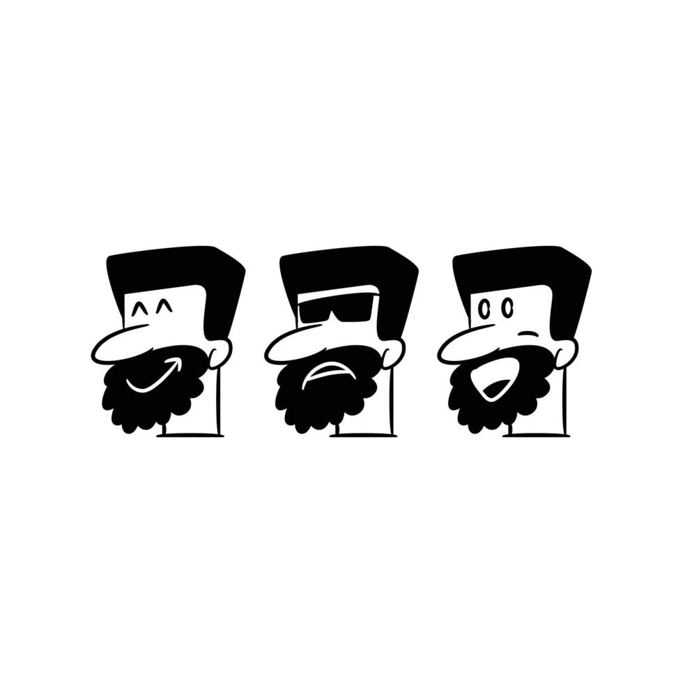 beard man avatars set vector