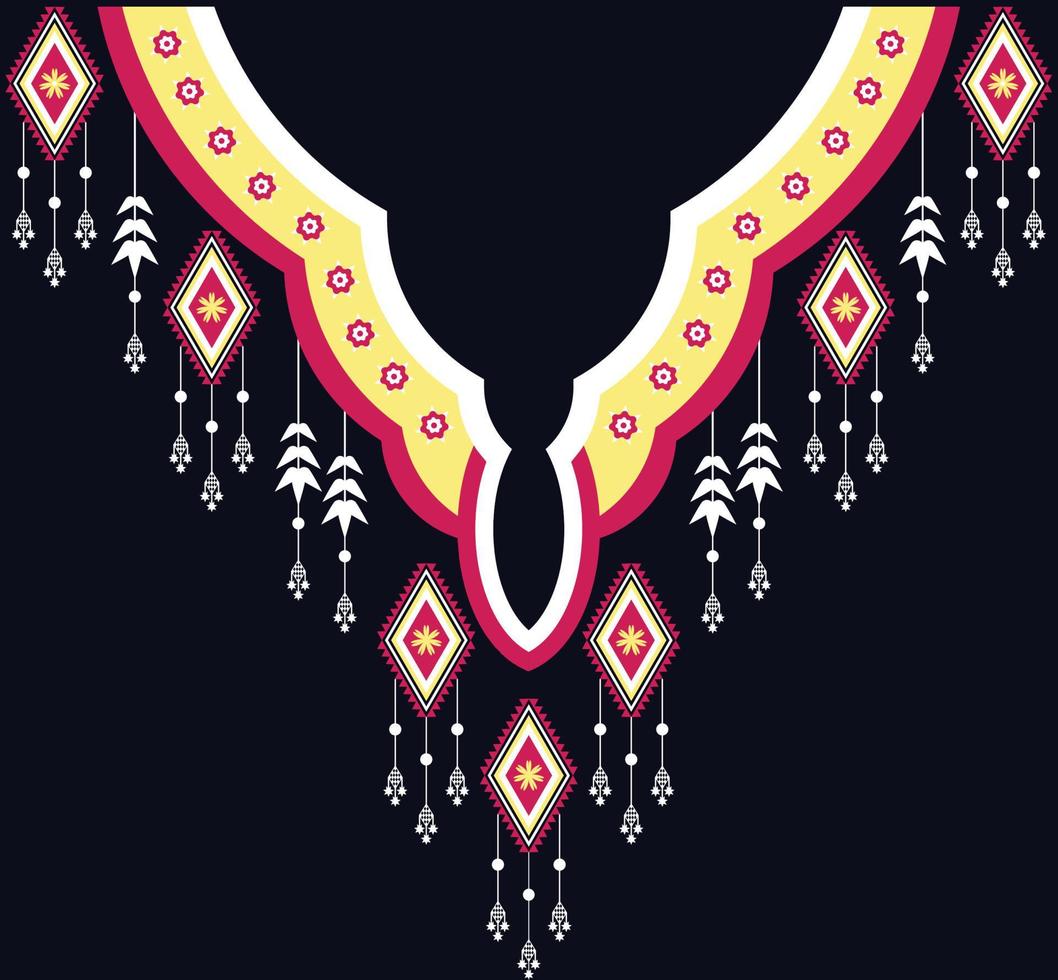escote étnico, geométrico, tribal, oriental, tradicional, diseño de collar para mujeres de moda vector