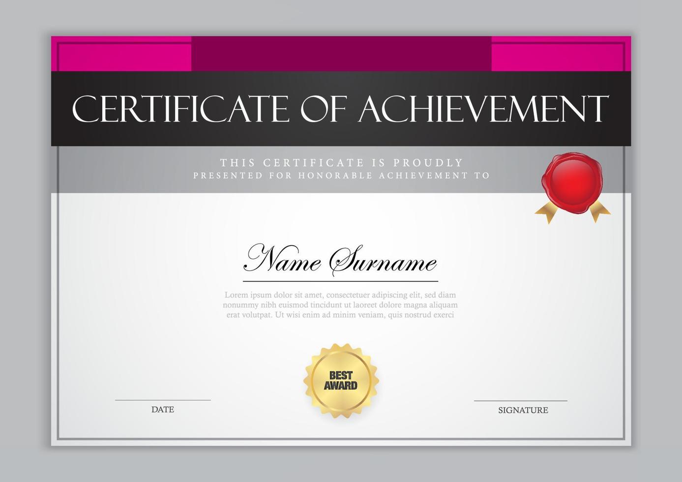 Certificate Template With Ornament vector