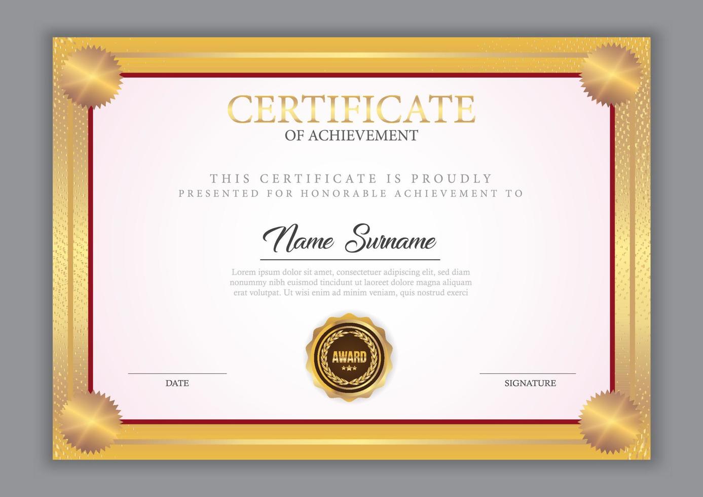 Certificate Template With Ornament vector