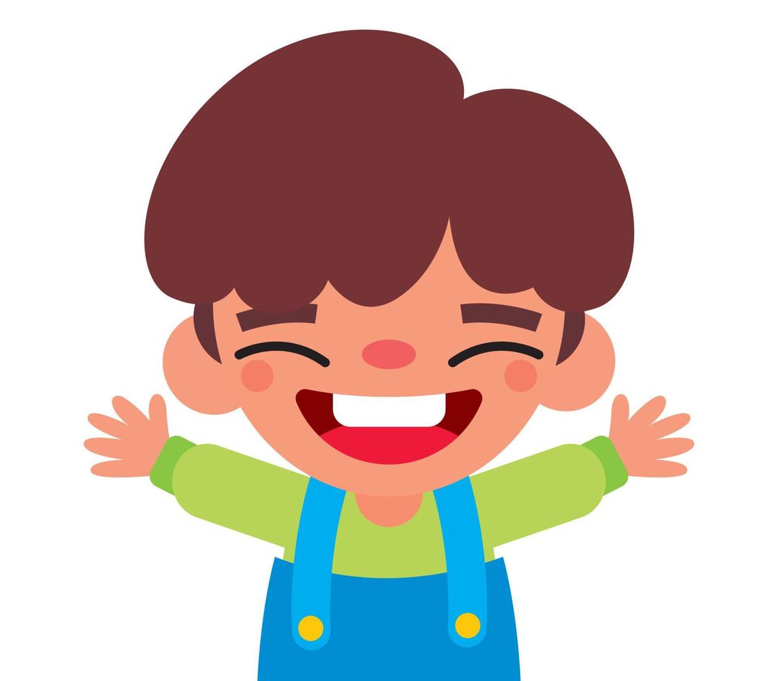 Happy Children's Day. Cute boy cartoon open arm pose character illustration vector